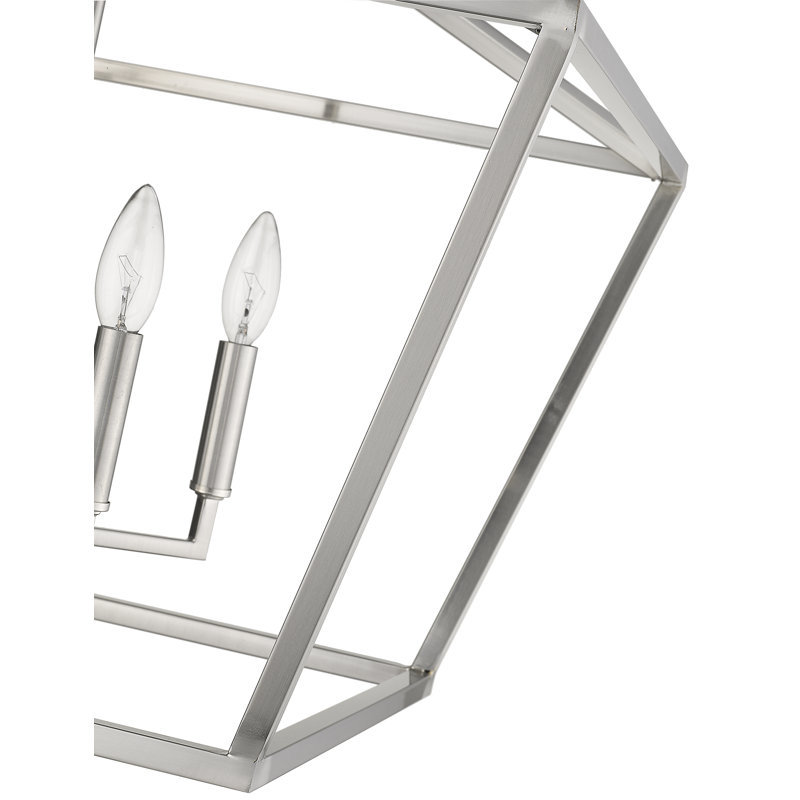 Lustre géométrique à 4 lumières Poisson, Nickel satiné, H 17 po x l 12 po x P 12 po