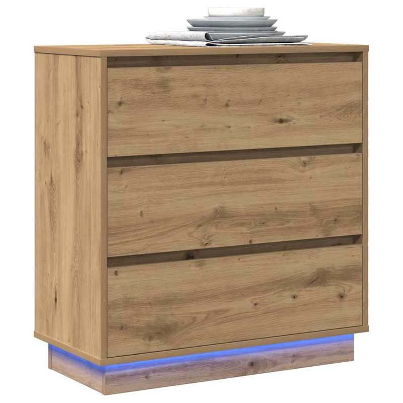 Bedside Cabinet 71 X 34.5 X 75 Cm Engineered Wood, Artisan Oak