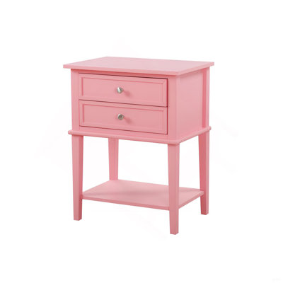 Contemporary Pink Nightstand With Open Shelf