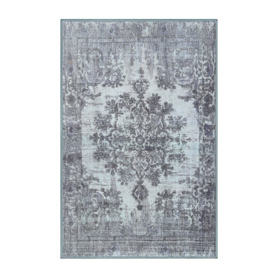 Tapis oriental gris / noir / bleu