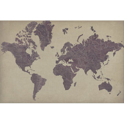 Linen Map III by Studio W - Wrapped Canvas Print