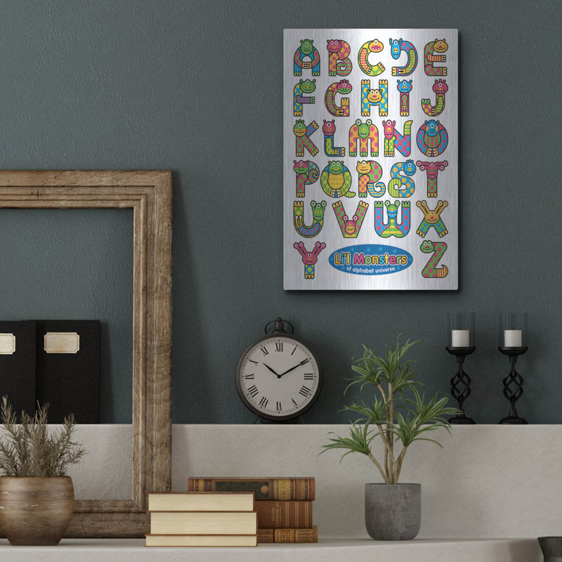 Li'l Monsters of Alphabet Universe 'par Ron Magnes, art mural en métal, H 16 po x l 12 po