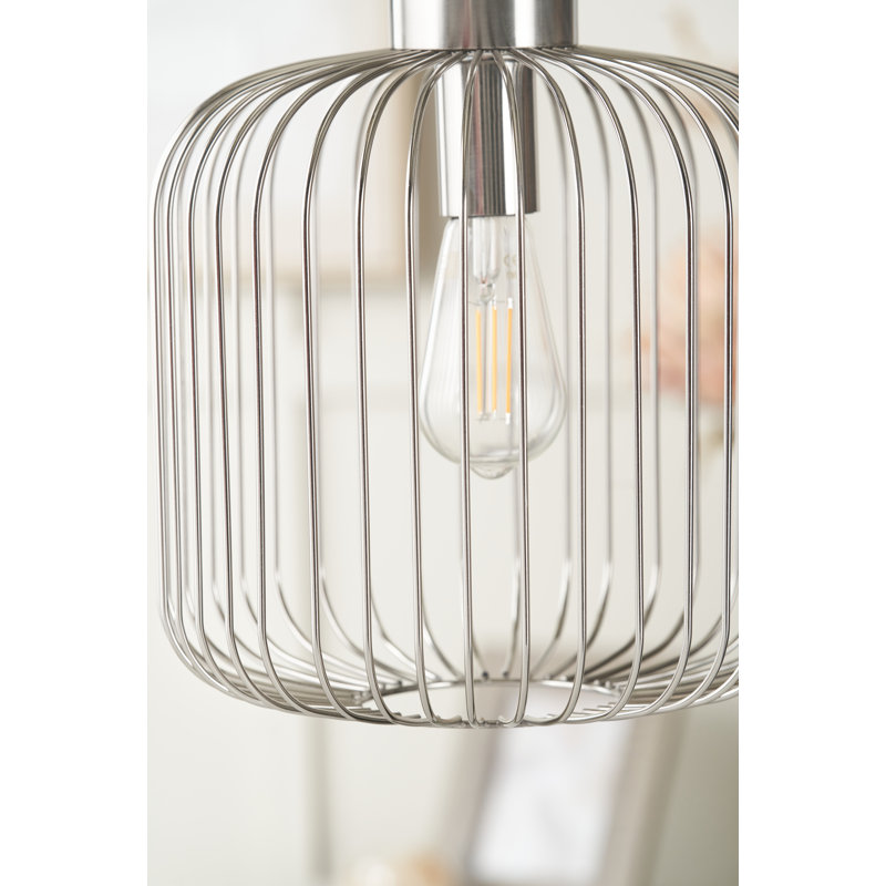 Dania 1 - Light Brushed Silver Caged Pendant