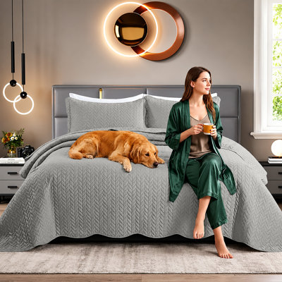 Ensemble de couvre-lit en microfibre embossée