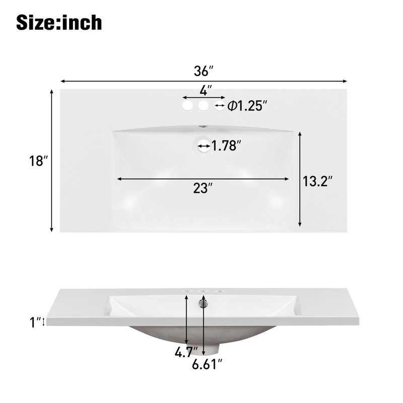 Lavabo de salle de bain simple avec 3 trous de robinet