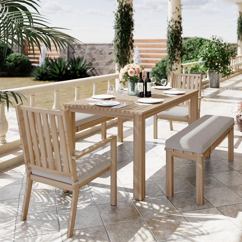 Ensemble repas de patio 5 pièces Deidre, Brun