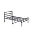 Base de lit et tête de lit en métal, noir, sans sommier, repos nocturne apaisant avec tête de lit requise, sommeil tranquille
