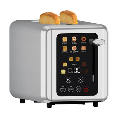 Teendow Extra Wide 2 Slice Toaster, 6 Bread Types & 6 Shade Settings,  Stainless Steel Digital Toaster With Timer And Sound Function