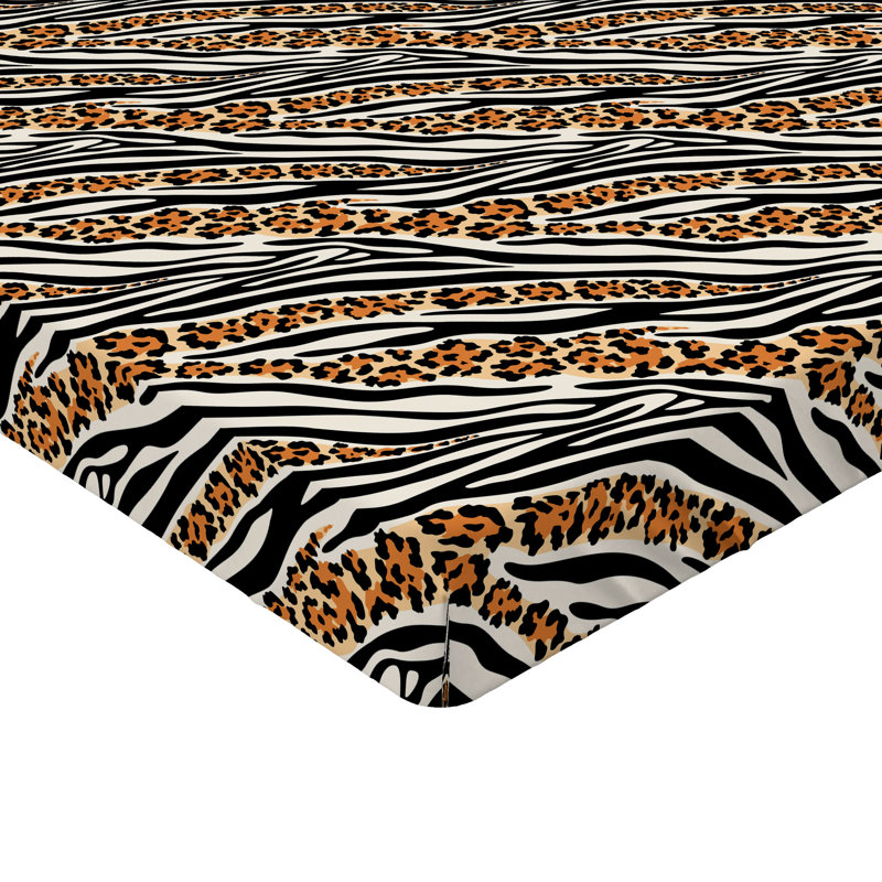 Drap-housse à motif floral Ambesonne, Drap-housse simple TG, Coquille d'œuf, vermillon pâle / imprimé animal