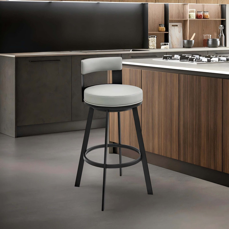 Tabouret de comptoir pivotant moderne avec confort rembourré, Light Gray/Black