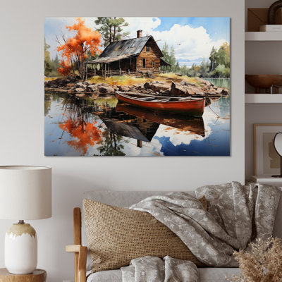 Brown Lakehouse Reflections Of Solitude I - Lake House Cottage Wall Art Prints