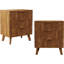 Table de chevet moderne Mid-Century avec 3 tiroirs, pieds en bois massif, finition noyer, table de chevet contemporaine pour chambre à coucher, salon, dortoir