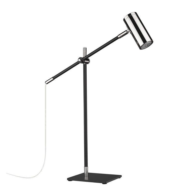 Lampe de table noire matte 21,75 po Ahmed-Farhan, Nickel poli