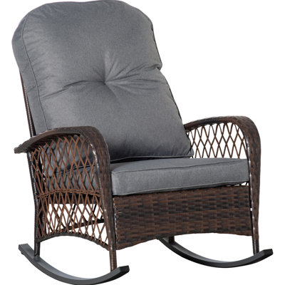 Grey Rocking Chair With Slip Bottom, For Wide Seat Outdoor Use