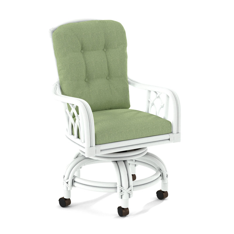 Edgewater Castered Arm Chair, Frost White, Stone Crypton Performance; 0884-83