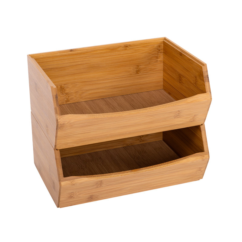 Bamboo Stackable Bin Organizer