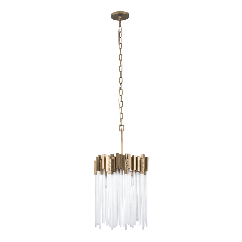 Lustre à niveaux unique et remarquable à 3 lumières Matrix, Havane doré