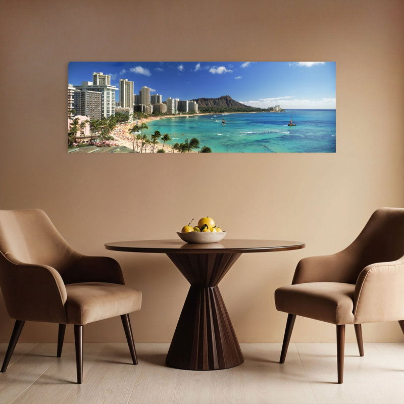 Buildings Along The Coastline Diamond Head Waikiki Beach Oahu Honolulu Hawaii USA by Chad Ehlers - Wrapped Canvas Panoramic Print