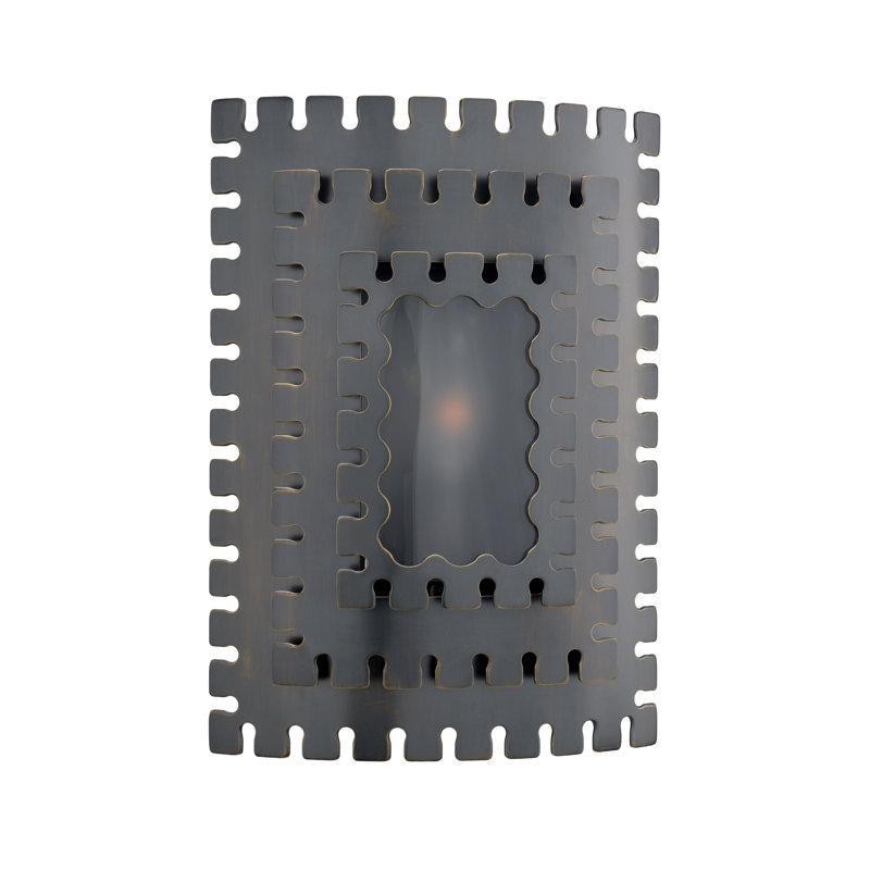 Ellis Tiered Dark Bronze 1-Light Sconce with Frosted Glass Shade