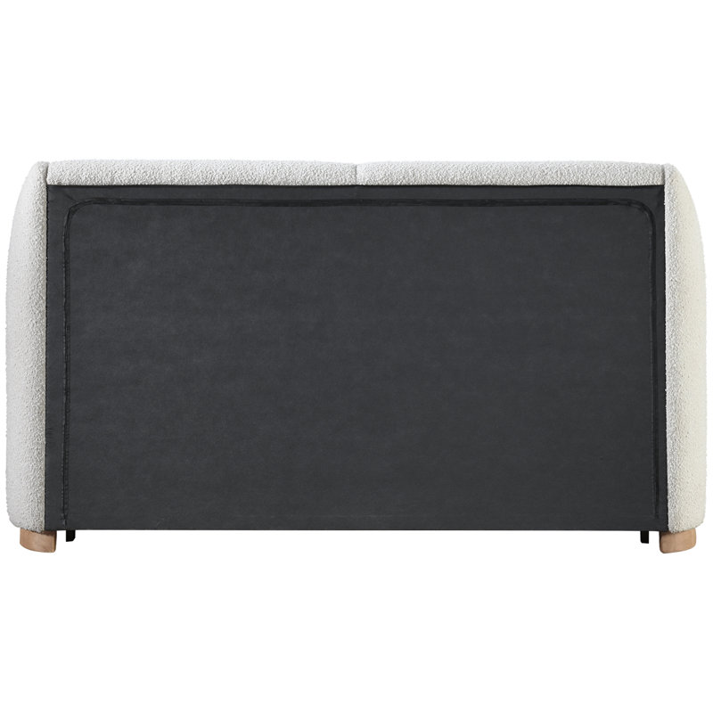 Queen Upholstered Boucle Fabric Bed with Wood Frame