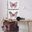 «Pink Butterflies with Vintage Cursive», ensemble d'art mural sur toile 2 pièces, design par Janet Tava-1986555178