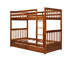 Lit superposé Twintwin en bois massif avec échelles et rangement en noyer - Mobilier de chambre à coucher de qualité pour la maison