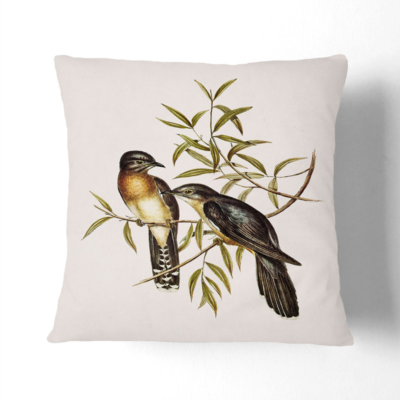 Brush Cuckoos Square Throw Cushion, Stone, 40cm H x 40cm W x 15cm D