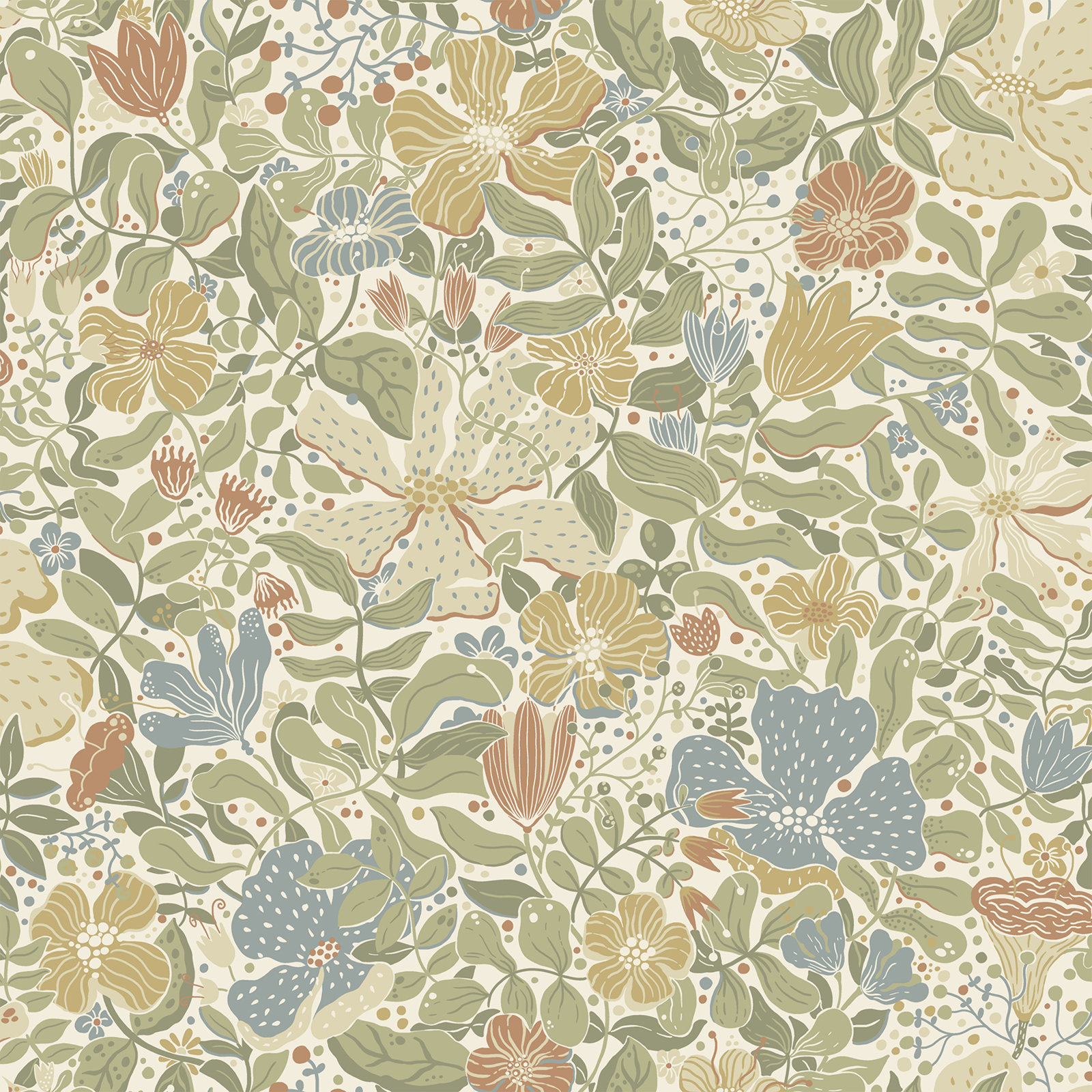 Harriette Floral Wallpaper, Light Green