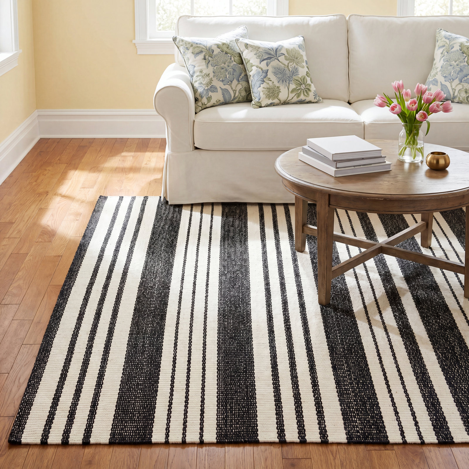 Birmingham Black Handwoven Indoor/Outdoor Rug, Rectangle 3' x 5'