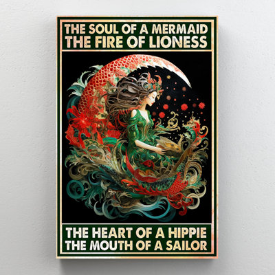 «The Soul Of A Mermaid», reproduction d'art graphique sur toile tendue 1 pièce