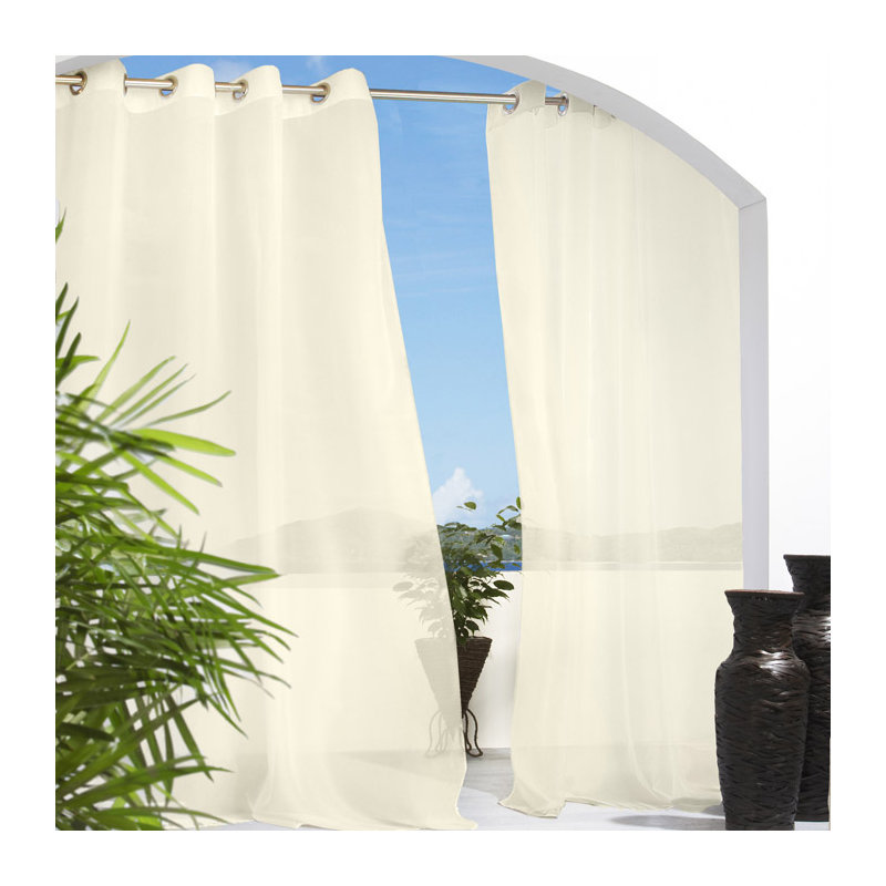 Jarold Solid Color Semi-Sheer Grommet Single Curtain Panel, Ivory, 54" W x 108" L