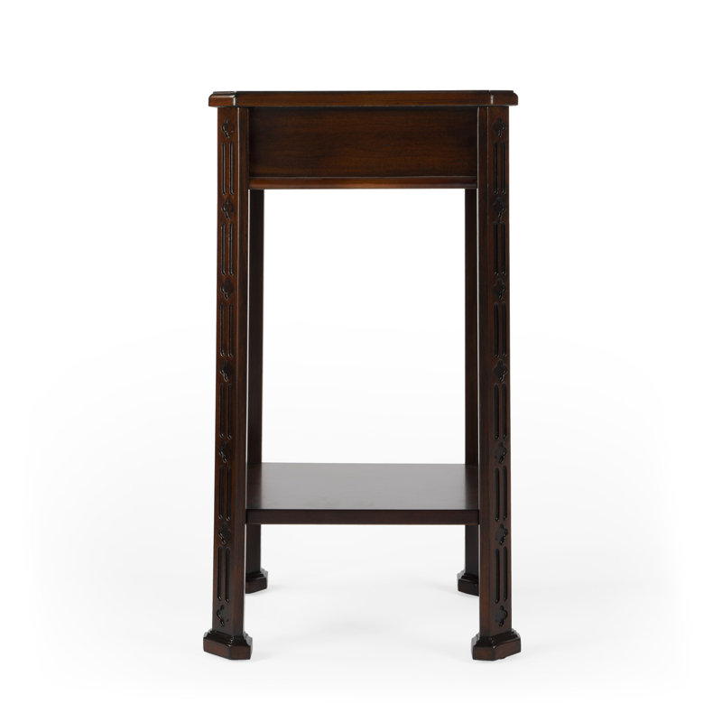 Table de bout rectangulaire en bois manufacturé 27 po avec tiroir et tablette, Cerisier