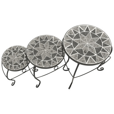 Detmar Circular Stone Iron Outdoor Side Table and Coffee Table - 32 cm W 32 cm D