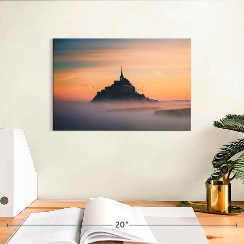 Lilie, château mystique au lever du soleil, H 8 po x l 12 po