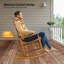 45 po Chaise berçante de patio en bois massif à dossier à lattes-1919089792