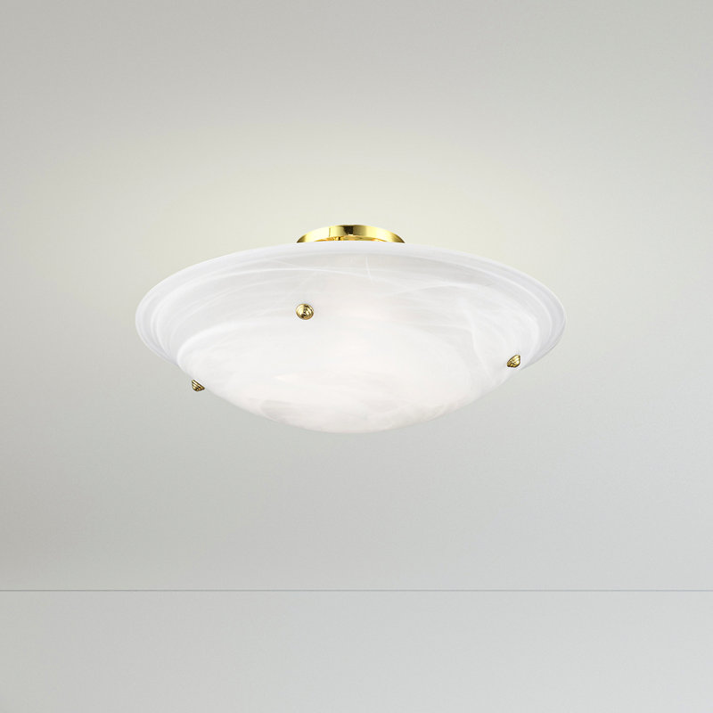 Plafonnier semi-encastré 4 lumières 24 po Aneudi, Laiton poli
