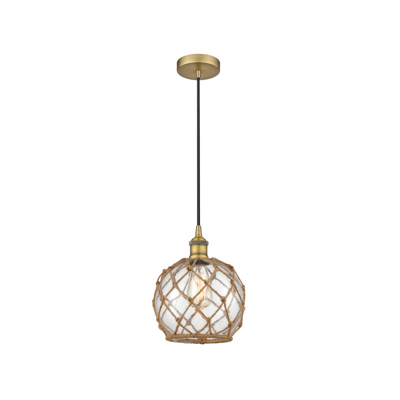 Haytham 1 - Light Single Pendant, Clear/Brown, Brushed Brass