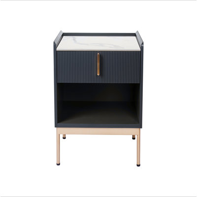 Table de bout ou table de chevet moderne blanc / gris