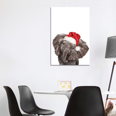 Christmas Baby Elephant 1 Piece Wrapped Canvas Wall Art