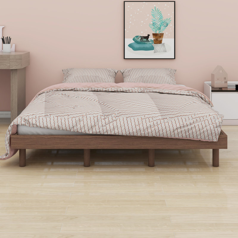 Modern Design Floating Platform Bed Frame, Queen, Gray