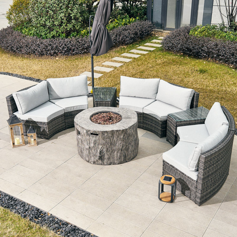 Orsin 6 Person Outdoor Conversation Set With Fire Pit Table