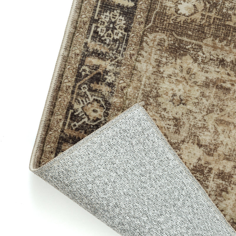  Tapis oriental rétro vintage brun, Rectangle 7 pi 9 po x 9 pi 9 po, Brun