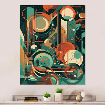 Vert et orange Mid Century Innovations IV - Décoration murale moderne en métal de style Mid-Century