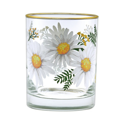 Aaronley 14-Ounce 22k Gold Rim DOF Double Old Fashioned Glass (Set of 4) - White Daisy Chain -  East Urban Home, CFA2AFA132604CC19445EB699ACB8779