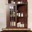 Armoire de coin de 71,3 po de hauteur, armoire de rangement Mid-Century avec portes en verre et tablette réglable, rangement pour salle de bain avec 3 tablettes ouvertes, économiseur d'espace pour la salle de bain, le salon, la cuisine, noyer rouge