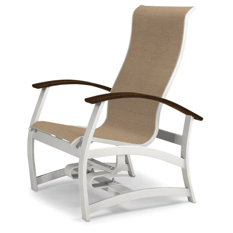 Chaise de patio pivotante à chat cachée Askar, Neige texturée, Kona P10, Cobalt 35D Sunbrella®