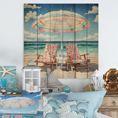 Ried Beautify Beach Chairs Scenery II On Wood Print -  Dovecove, 7FE2C65E210E4429B694FD65D82DA714