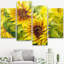 Tournesol, tournesols, peinture pour salon, bureau à domicile, très grand ensemble mural sur toile, ensemble de 4 pièces