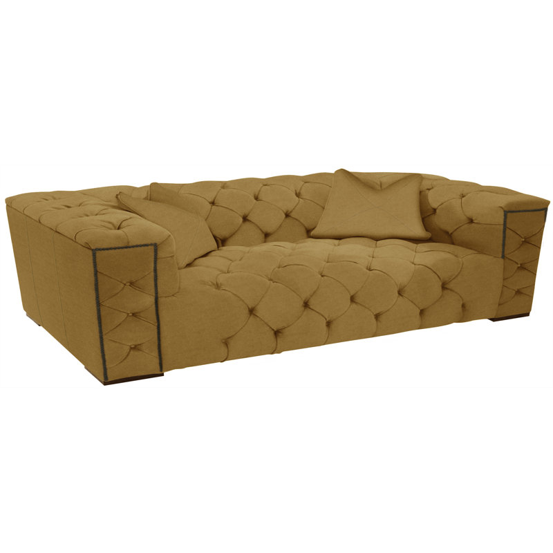 Leather Sofa, French Dark Walnut, 109-08, Plain Leather/Antique Red