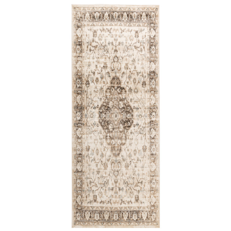 Tapis crème Shiraz, Tapis de couloir 2 pi 2 po x 7 pi 11 po